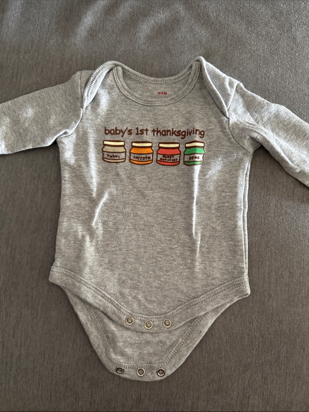 Baby's 1st Thanksgiving Gray Long-Sleeve One-Piece